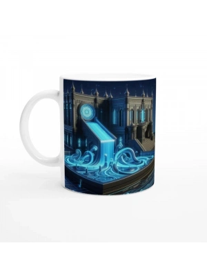 Kova Burcu Baskılı Kahve Kupası - Burçlar Krallığı Şatosu Vs2