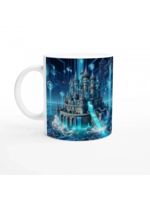 Kova Burcu Baskılı Kahve Kupası - Burçlar Krallığı Şatosu Vs4