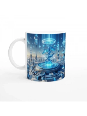 Kova Burcu Baskılı Kahve Kupası - Elementsel Doğa Krallığı Temalı Vs1