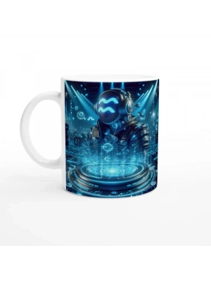 Kova Burcu Baskılı Kahve Kupası - Zodyak Maskeli Balo Vs2