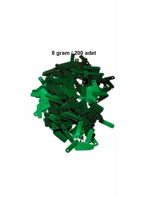 Koyu Yeşil 15 x 5 mm Dantel Oya Yazma Halhal Abiye Lazer Kesim Pul 200 adet / 8 gram