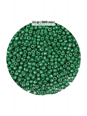 Koyu Yeşil Renk 4 mm Yaklaşık 660 adet / 60 gram Cam Boncuk Oya Yazma Bileklik ve Kolye