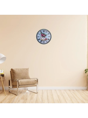 Krem 36 Cm Çiçek Figürlü Duvar Saati