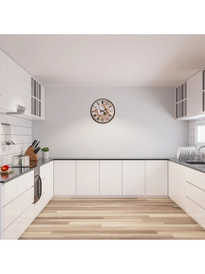 Krem 36 Cm Dekoratif Mutfak Duvar Saati