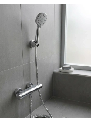 Krem Duş Başlığı Seti 4 Kademeli El Duşu Spiral Hortumlu Banyo Seti