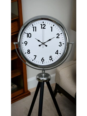 ® Krom Dekoratif Tasarım Tripod Ayaklı Saat