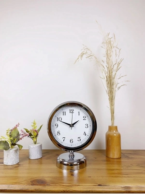 ® Krom Metal Dekoratif Masa Saati 25×20 cm