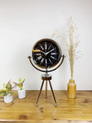 ® Krom Metal Mini Tripod Roma Rakamlı Masa Saati 45×26 cm