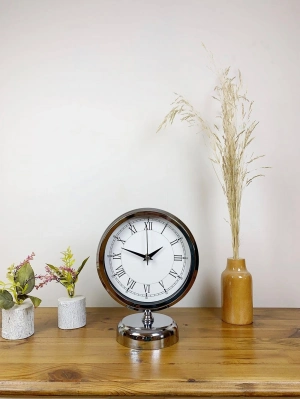 ® Krom Metal Retro Masa Saati 25×20 cm