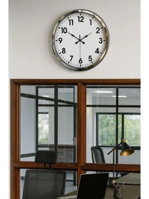 ® Krom Şıklık 52 Cm Metal Modern Duvar Saat