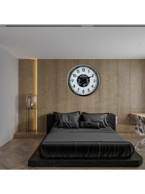 ® Krom Zarif 60 Cm Çarklı Klasik Duvar Saati