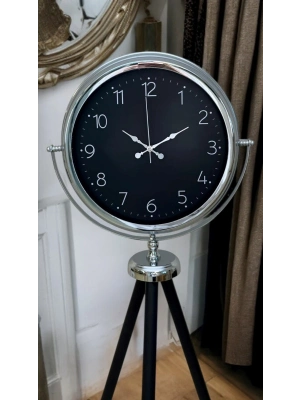 ® Krom Zarif Tripod Ayaklı Saat