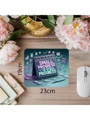 Küçük İlerlemeler Sloganlı Mousepad – 3D Renkli - 19x23 cm 2 mm Dikdörtgen İthal Baskılı Mouse Pad