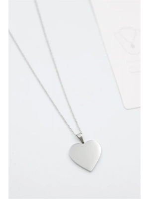 Küçük Kalp Plaka Kolye - Gümüş