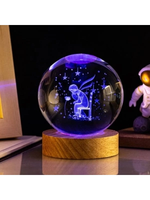 Küçük Prens Tasarımlı Işıklı Cam Küre