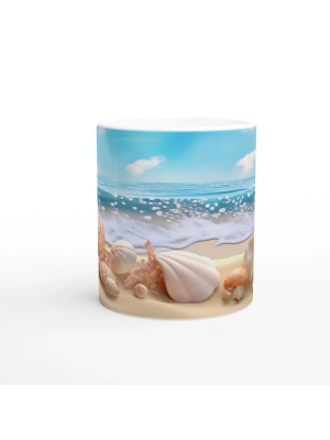 Kumsalda Mercan ve Kabuklar Kupa Bardak