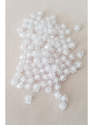Küp Boncuk İçten Boncuklu Bileklik Çanta Boncuğu 10 mm 50 gr Beyaz - BNC456
