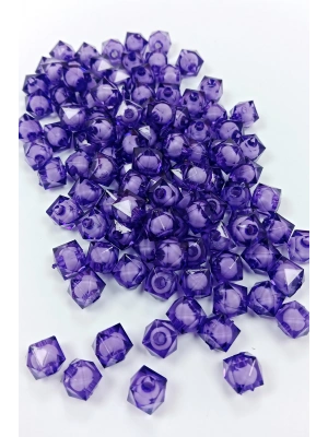 Küp Boncuk İçten Boncuklu Bileklik Çanta Boncuğu 10 mm 50 gr Eflatun - BNC458