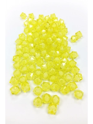 Küp Boncuk İçten Boncuklu Bileklik Çanta Boncuğu 10 mm 50 gr Sarı - BNC454