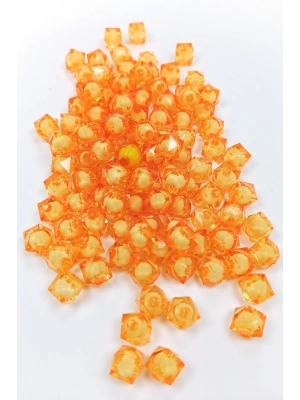 Küp Boncuk İçten Boncuklu Bileklik Çanta Boncuğu 10 mm 50 gr Turuncu - BNC452