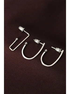 ® küpeGeometrik Model Gümüş Renk Metal Çoklu Küpe