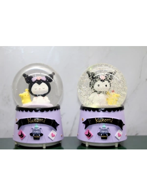 Kuromi İçi Dönmeli Püskürtmeli Işıklı Müzikli Kar Küresi Büyük Boy Model 2