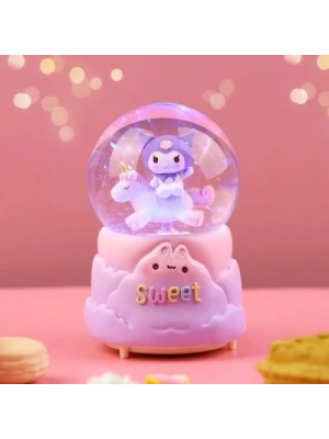 Kuromi Işıklı Müzikli Kar Küresi Orta Boy Model 1