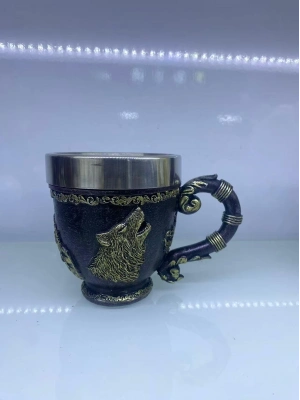 Kurt İşlemeli Çelik Kupa Kod 6922