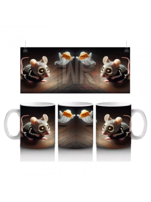 Kuru Kafalı Şamdanlar ve Gotik Mum Işıklarıyla Cadılar Bayramı Baskılı Kupa Bardak