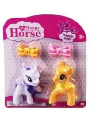 L-34-10 - PONY 2 Lİ FİGÜR SET TOKALI KARTELA BEYAZ