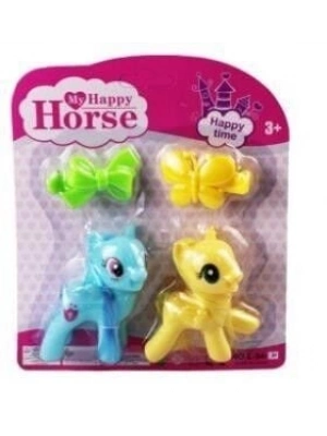 L-34-10 - PONY 2 Lİ FİGÜR SET TOKALI KARTELA MAVİ