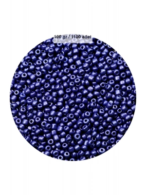 Lacivert Renk 4 mm Yaklaşık 1100 adet / 100 gram Cam Boncuk Oya Yazma Bileklik ve Kolye