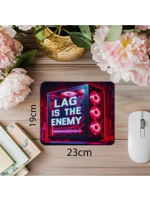 Lag is the Enemy Yazılı Glitch Mousepad - 19x23 cm 2 mm Dikdörtgen İthal Baskılı Mouse Pad