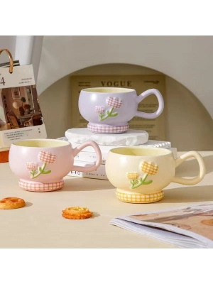 Lale Motifli Seramik Bardak