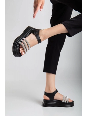 Lalen Siyah Kemerli Sandalet