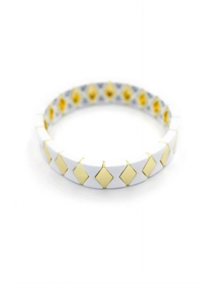 Lastikli Porselen Bilezik - Beyaz