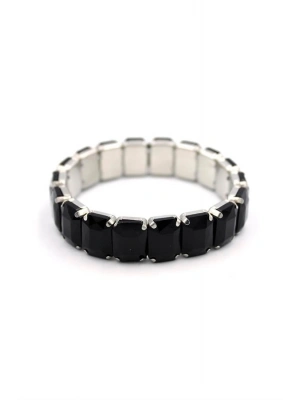 Lastikli Taşlı Bilezik - Siyah