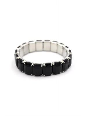 Lastikli Taşlı Bilezik - Siyah