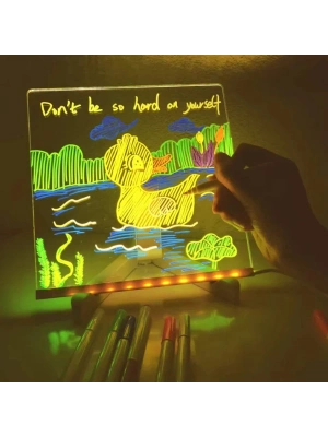 LED Aydınlatmalı Yazı ve Çizim Tahtası - Küçük Boy 20x20 cm