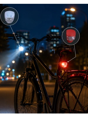 LED Bisiklet Işığı 2li Set Kırmızı Beyaz Çakar Lamba Seti