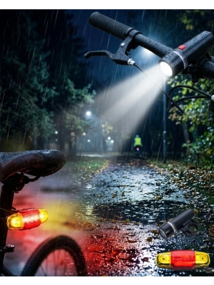 LED Bisiklet Işık Seti Ön Far ve Arka Stop Lambası Güvenlik Seti