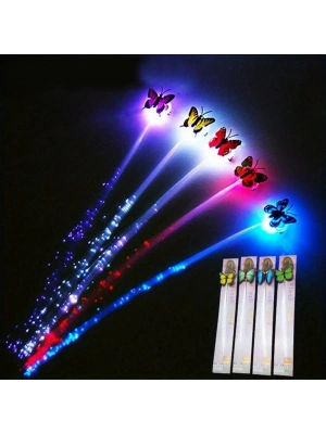 Led Fiber Optik Işıklı Kelebek Saç Klipsi
