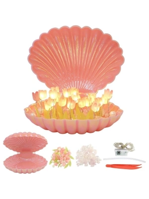 LED Işıklı Kendin Yap Deniz Kabuğu Tasarımlı Lale Lamba