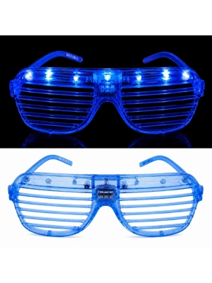 Led Işıklı Panjur Parti Gözlüğü Mavi Renk Shutter Gözlük