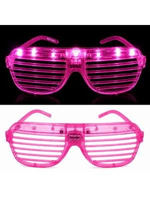 Led Işıklı Panjur Parti Gözlüğü Pembe Renk Shutter Gözlük