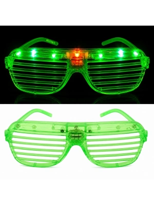Led Işıklı Panjur Parti Gözlüğü Yeşil Renk Shutter Gözlük