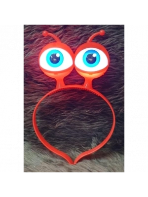 Led Işıklı & Pilli Uzaylı Göz Parti Tacı Kırmızı Renk