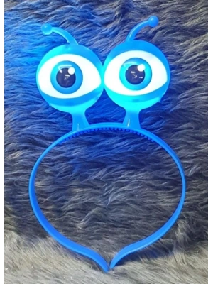 Led Işıklı & Pilli Uzaylı Göz Parti Tacı Mavi Renk