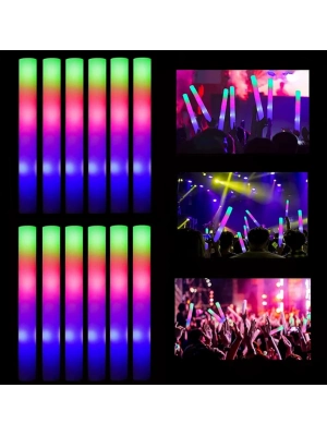 Led Işıklı Rengarenk Sünger Parti Çubuğu - 12 Adet