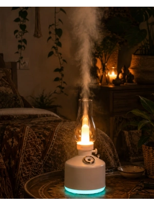 LED Işıklı Vintage Hava Nemlendirici Aromaterapi Difüzörü USB Şarjlı